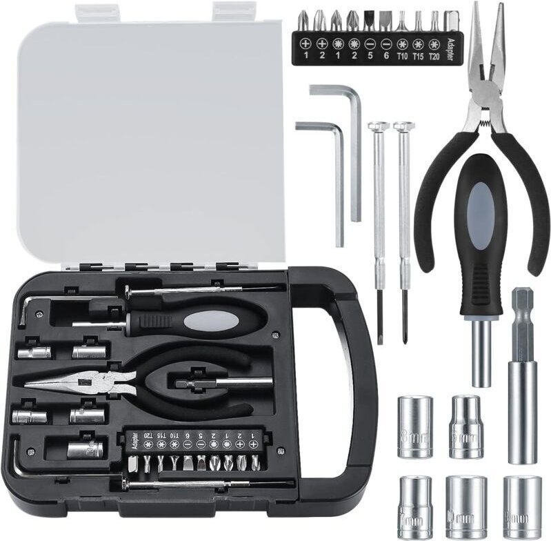 Vtizikl 22 Pièces Boîte à Outils Complète, Mallette Outils, Coffret à Outils Complet, Boîte à Outils Portable avec Jeu d...