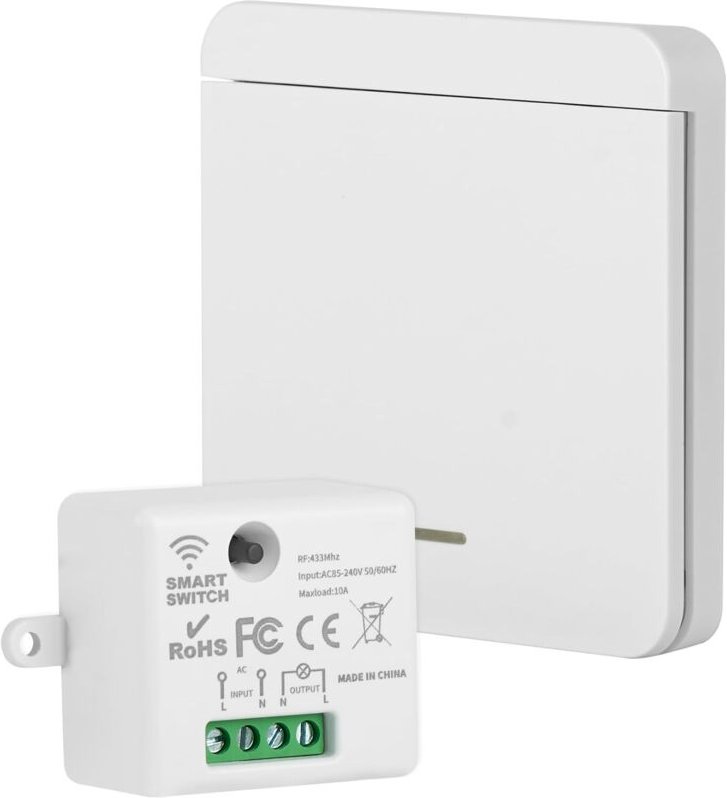 Kabelloser Lichtschalter, kabelloses Schalter-Set mit Sender und Empfänger, 10 A 240 V, Fernbedienung, Reichweite 50 Met...