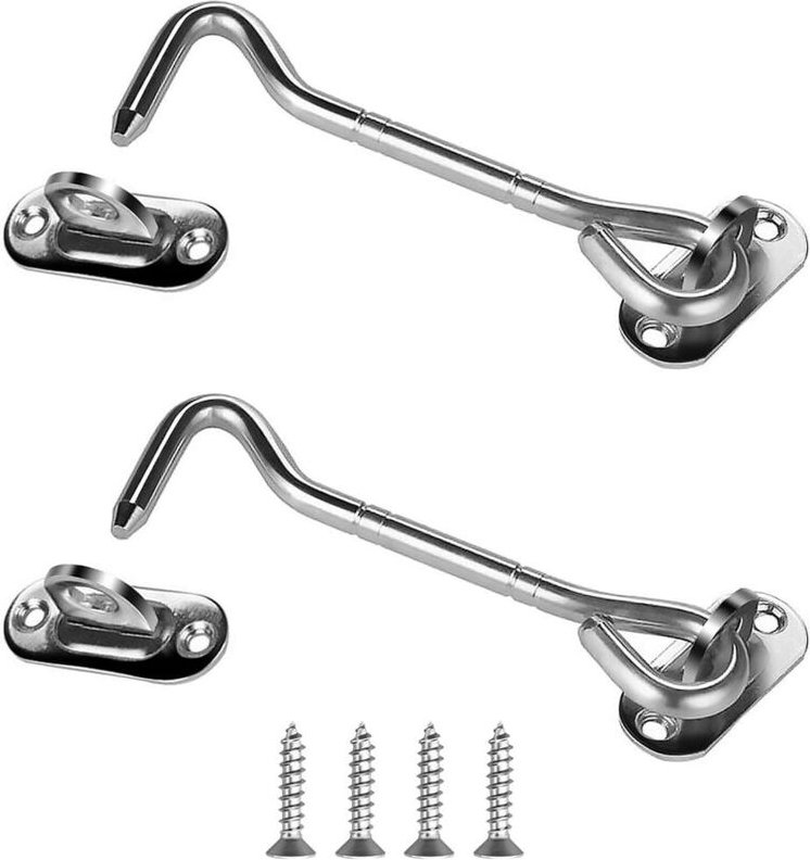 BEBUSINGOTO (100 mm, Silber) 2 Stück Kabinenhaken, Riegel und Bolzen aus Edelstahl, Tür- und Fensterhalterungen, Türschl...
