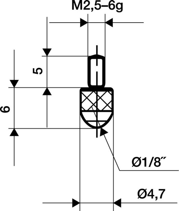 Messeinsatz ø 3 mm Länge 6 mm Kugel M2,5 Rubin passend zu Messuhren