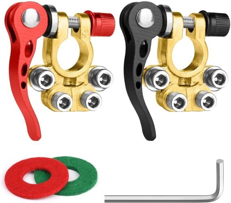 Mumu - 12-V/24-V-Batterieklemme, positive und negative Batterieklemmen mit 1 Paar Schutzdichtung, sae/jis A-Typ Messing-...