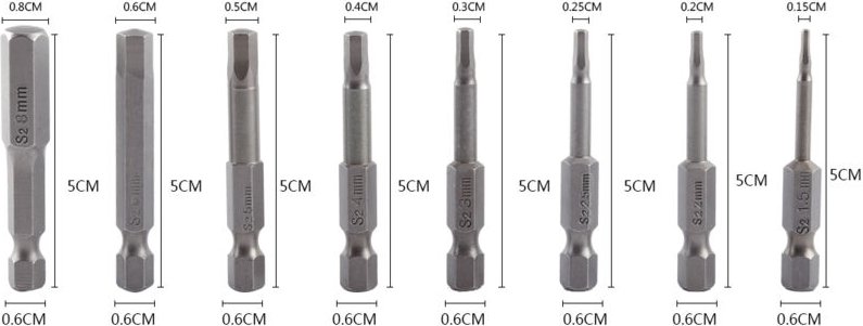 8-teiliges Set magnetischer Sechskant-Schraubendreherbits, hohe Härte, 1/4-Zoll-Sechskantschaft, H1,5–H8, für elektrisch...