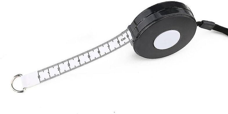 BEBUSINGOTO Schwarzes, 205 cm langes, einziehbares Maßband mit schwarzer Kordel