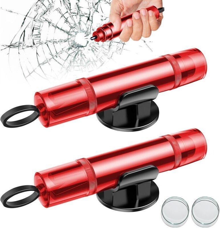 2-teiliger Sicherheitsgurtschneider mit Glasbrecherfunktion, 2-in-1 U-förmiger Autoscheibenbrecher, leichter und tragbar...