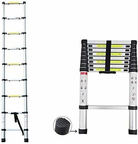 Teleskopleiter 2,6M Rutschfester Aluleiter Schiebeleiter Sprossenleiter, aus hochwertigem Aluminium, Ausziehleiter Teles...