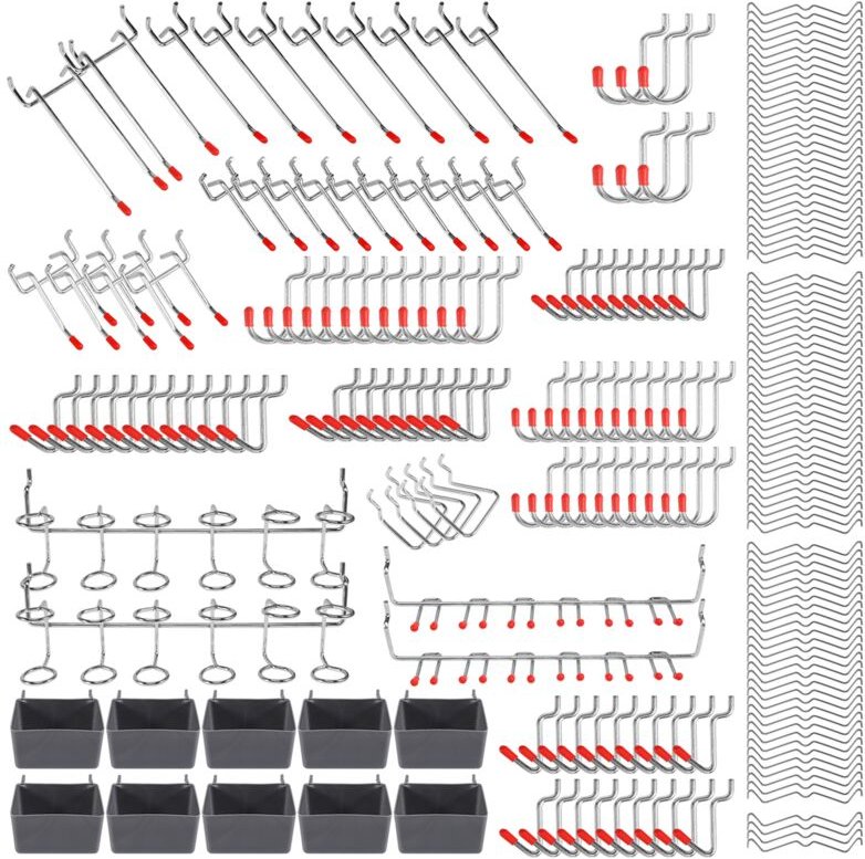 228 StüCke Steckbrett Haken Sortiment mit Metallhaken Sets, BehäLter, für Organisieren Von Aufbewahrung System Werkzeuge...