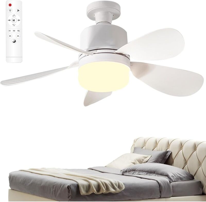 Deckenventilator mit Beleuchtung und Fernbedienung Farmhouse Smart Deckenventilator mit LED-Fernbedienung, stufenlos reg...