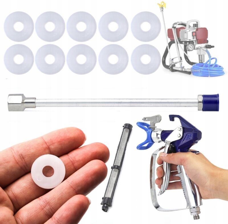Rosfix Set Spritzpistole Blue Monster mit Düse 517 + 30 cm Sprühlanze + 7/8" Dichtung + 60 Mesh Filter – Für Airlessgerä...