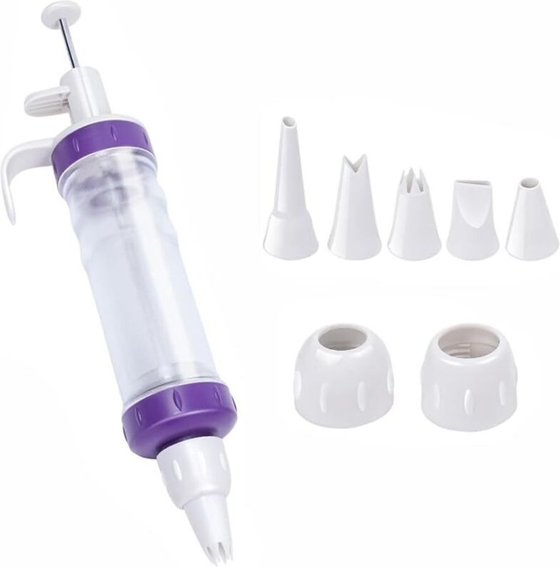 Sahnepistolen, Kekspistolen mit 7 Düsen, Dessert-Dekorationsspritze, Spritztülle, DIY-Kuchendekorationswerkzeuge - Lntyq