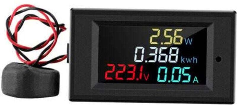 Voltmètre et ampèremètre numérique multifonctionnel, AC 80-300V, écran LCD couleur, avec transformateur de courant 100A,...