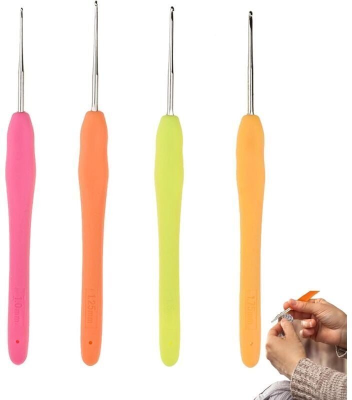 Set mit 4 Häkelnadeln (1 mm, 1,25 mm, 1,5 mm, 1,75 mm), weiche Spitzen, kleine Größen, zum Stricken von Schals, Handschu...