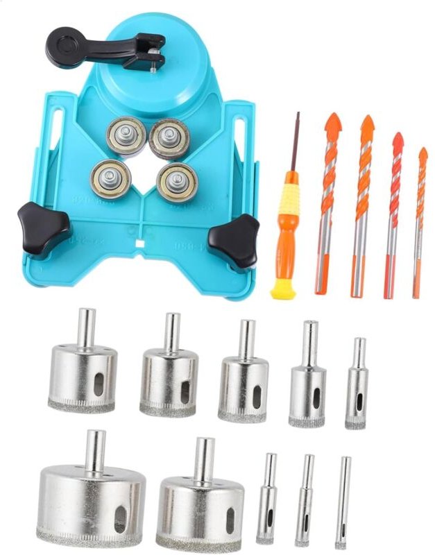 Diamant-Hohlbohrer-Set für Fliesen und Glas mit blauem Positionierer, langlebig und präzise zum Bohren von Porzellan, Ke...