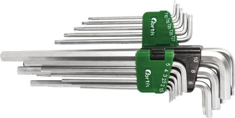 Fortis WinkelSchraubendreher-Clip 18tlg. Hex+TX lang