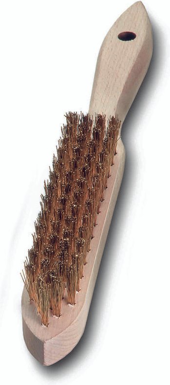 Lessmann - Handbürste Drahtbürste Messingdraht gewellt 4 Reihen Bürste