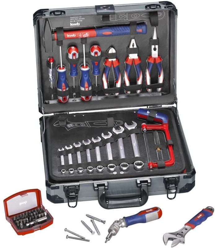 Werkzeugkoffer aus robustem Aluminium inkl. 129-tlg. hochwertigem Werkzeug-Set als perfekte Grundausstattung für den Hau...