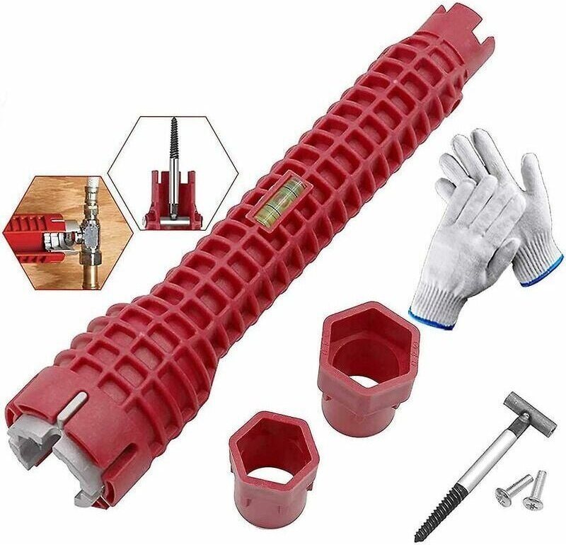 Kit chiavi 8 in 1, attrezzo per tubature idrauliche, attrezzo per installazione rubinetto lavello