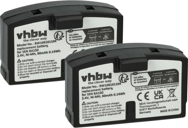 Vhbw - 2x Akku kompatibel mit akg Kopfhörer ap 97 a, AP97A, AP97 a Wireless Headset Kopfhörer (60 mAh, 2,4 v, NiMH)