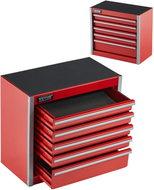 Werkzeugkasten aus Metall, 21,8 cm, tragbarer Werkzeugkasten aus Metall mit 5 Schubladen, kleiner Werkzeugkasten mit EVA...