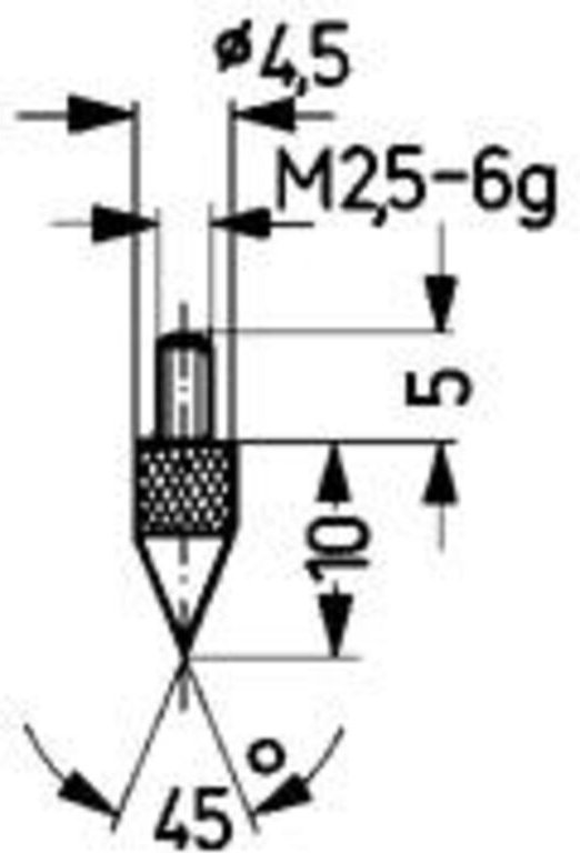 Messeinsatz 45° Kegel M2,5 Stahl passend zu Messuhren