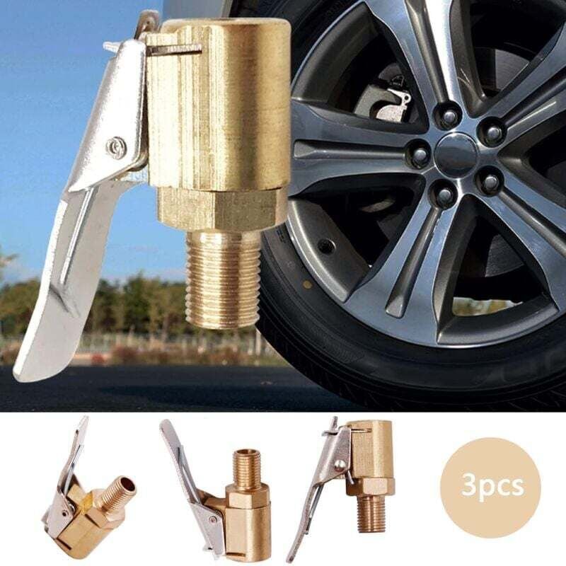 3-teiliger Autoreifenventiladapter, 8 mm Messingspitze, Pumpen-Aufblasventil-Clip-Klemmen-Anschlussadapter für Auto- ode...