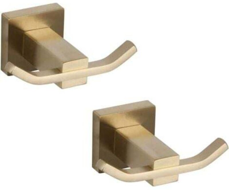 Set aus 2 Badezimmer-Accessoires, doppelter Bademantel, Kapuzen-Wandhaken, SUS304 gebürsteter Edelstahl PVD Zirkoniumgol...