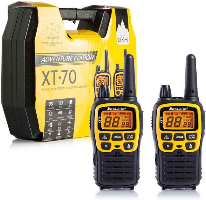 Midland XT70 Adventure Funksprechgerät 93 Kanäle 433.075 - 446.09375 MHz Schwarz, Gelb