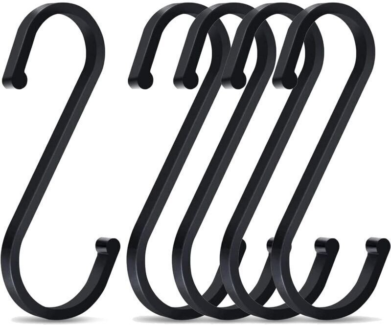 Stück S-Haken, 86 mm S-förmige Aluminiumhaken, Multifunktionshaken, für Küche, Badezimmer (schwarz)
