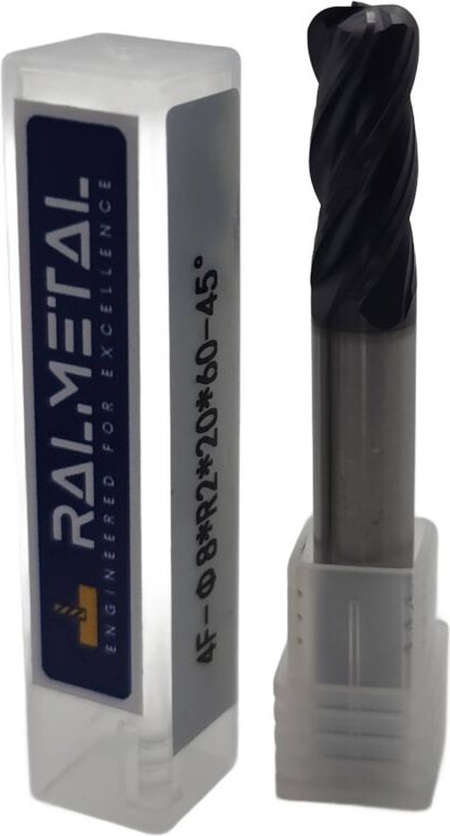 Radiusfräser aus Vollhartmetall Fi 8 x R2.0 x 60 mm - 45 HRC