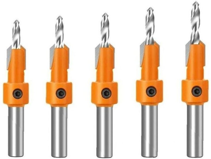8mm Schaft Senker Bohrer Set mit Stopper Kragen Holzbearbeitung Senker Bit Loch Puncher Werkzeuge 5PCS