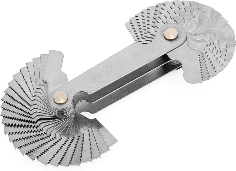 Edelstahl-Gewindelehre mit metrischem Gewindemesswerkzeug, 55-Grad-Whitworth-Gewinde und 60-Grad-metrischem Gewinde