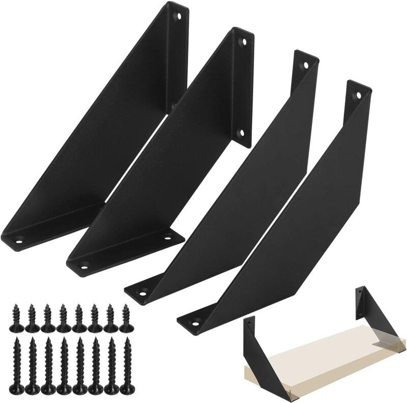 Regalhalterung Schwarz Regalwinkel, Metall Regalträger & -stützen für Wandregale, 4er set, 20cm