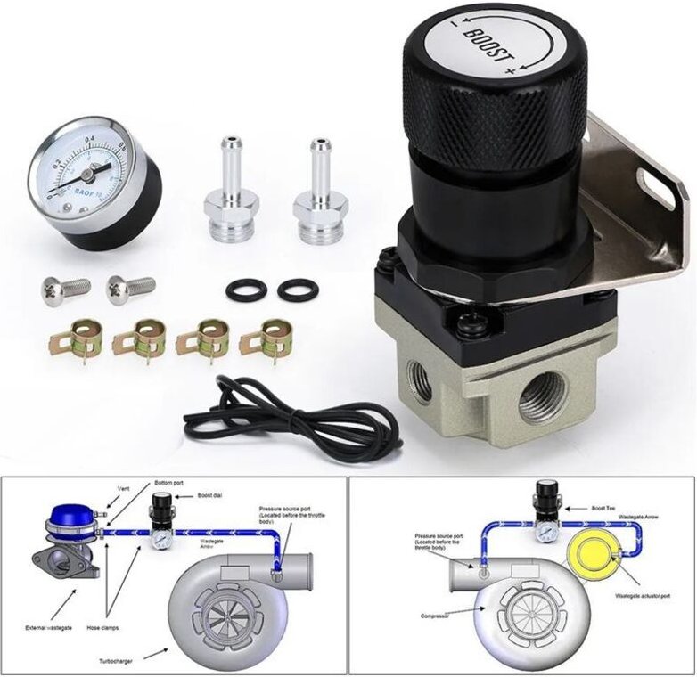 T2 Universal-Turbo-Boost-Controller mit Manuellem Manometer 1-150 PSI SR20DET SR Schwarz