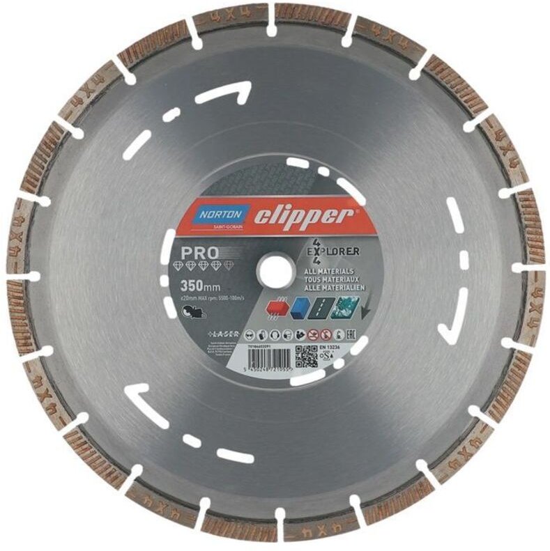 Diamanttrennscheibe 4 x 4 Explorer ø 350 mm Bohrung 20 mm Segmentbreite 3,2 mm Segmenthöhe 12 mm