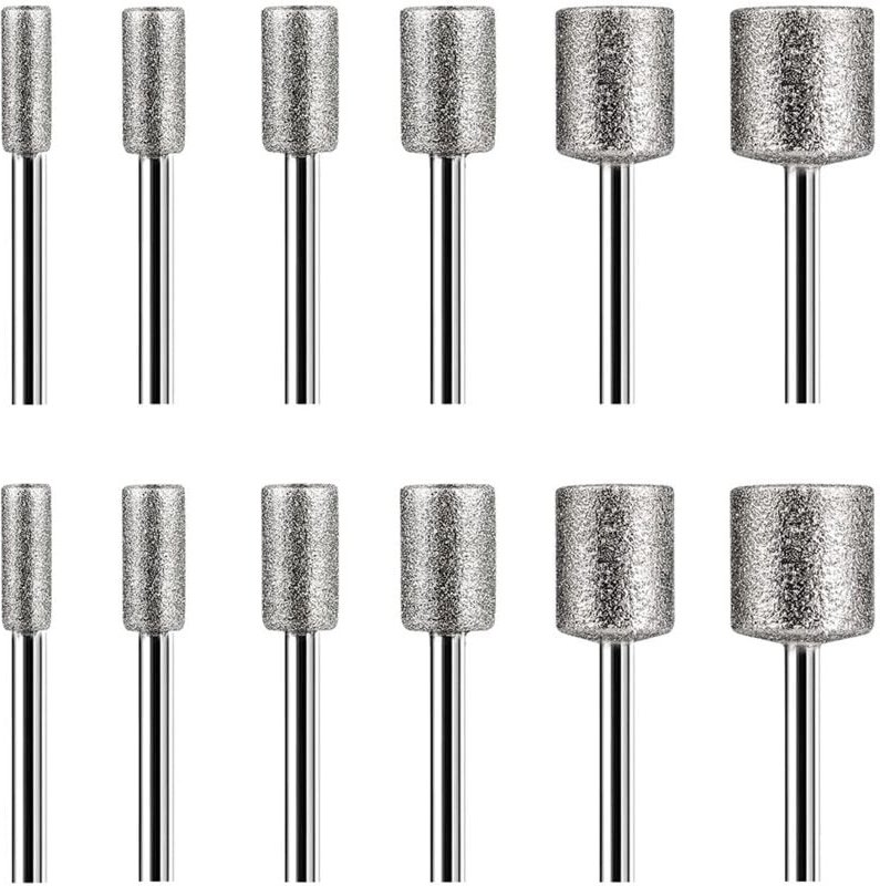 Tlily - Schnitz Set, 12 Diamant FräSer für , Felsen, Glas Keramik, Rotation Werkzeuge (4 Mm, 5 6 8 10 Mm)