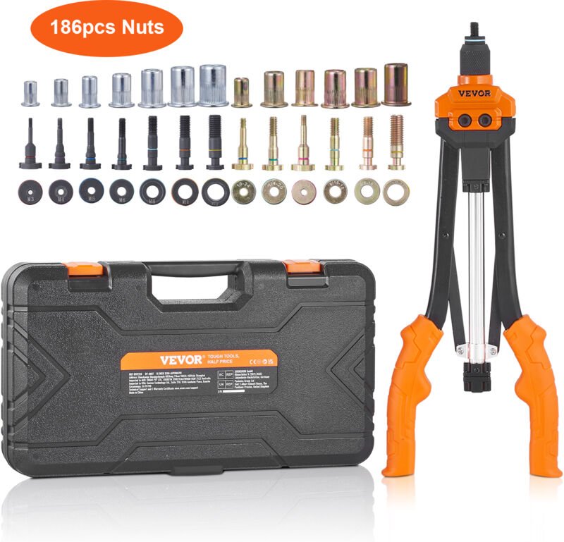Vevor Nietmutternzange-Set Blindnietmutternzange 410 mm, Nietenzange 13 Sätze von Muttern & Dornen, Nietmutterwerkzeug M...