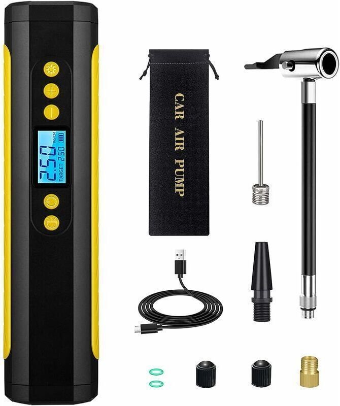 Tragbarer Kompressor, wiederaufladbarer elektrischer Reifenfüller (140 PSI), kabelloser Autokompressor mit LED-Digitalan...