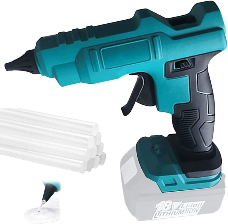 Batterie Heißklebepistole, Kompatibel mit Makita-Akku Hochtemperatur-hitzebeständiger Auslaufschutz,11mm Enthält 10 Kleb...