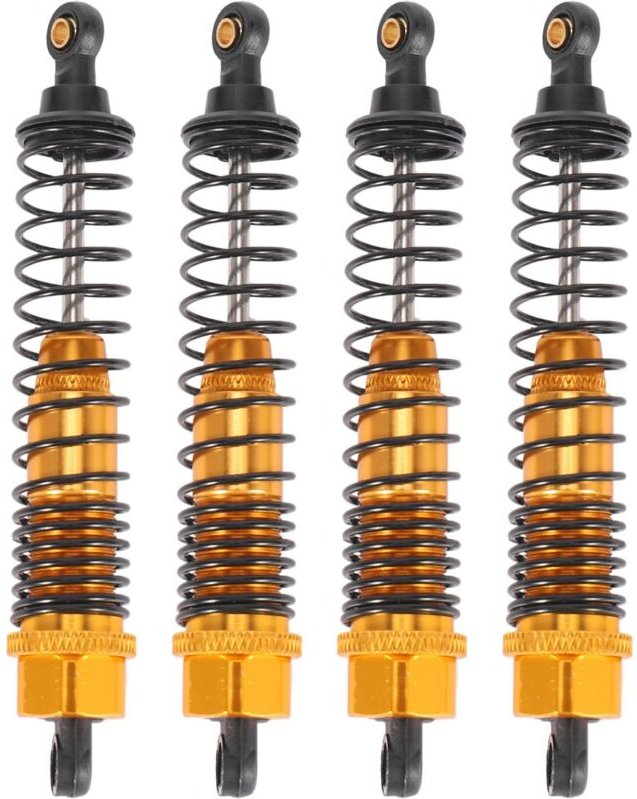 4 StüCke StoßDäMpfer 108Mm Aluminium Legierung, Vorne Hinten Montierte DäMpfer Federung für 1/10 RC Auto Gelb