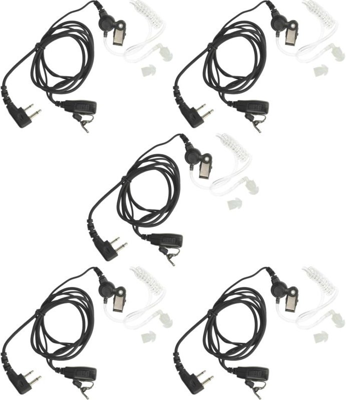 vhbw 5x Headset kompatibel mit Reer 5005, 5003, 5000 Funkgerät - schwarz, Transparenter Akustikschlauch