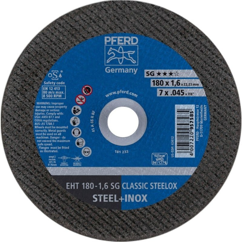 Trennscheibe gerade A46QSG-INOX 180x1,6mm pferd