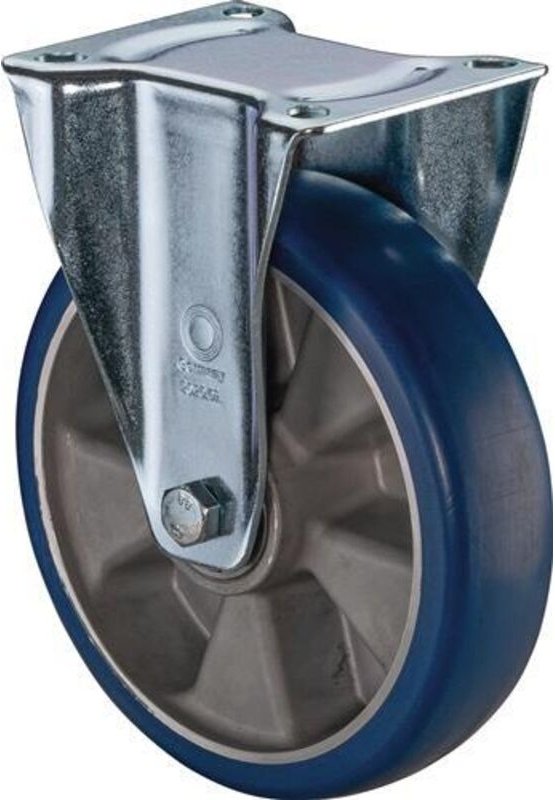 Bs Rollen - Bockrolle D.125mm Trgf.300kg pu Platte L138xB109mm Farbe Rl.blau