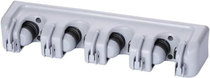 Multifunktionales Aufbewahrungsregal für Besen und Mopps mit Haken – Vier Halterungen und fünf Haken