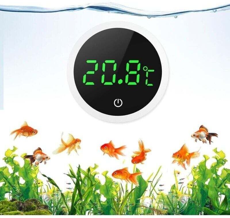 Aquariumthermometer, XU, hochpräzises 0,1-Zoll-Digitaldisplay-LCD-Aquariumthermometer mit Touch-Tasten, austauschbare Ba...