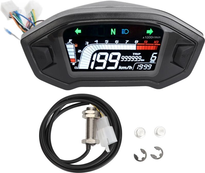 Digitaler Drehzahlmesser für Motorräder, Motorrad-Armaturenbrett, digitales LCD-Display, multifunktionaler Tachometer, K...