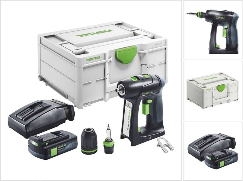 C 18-Basic Akku Bohrschrauber 18 v 45 Nm Brushless + 1x Akku 3,0 Ah + Ladegerät + Systainer - Festool