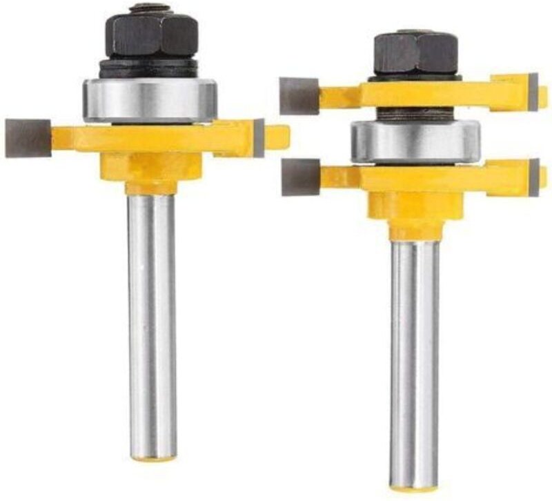 6,35 mm Schaft Nut- und Federfräser Set 3 Zähne T-Form Holzschneider Holzbearbeitungswerkzeug