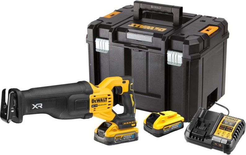 Akku-Säbelsäge 18V DCS386H2T, 2x 5,0 Ah Powerstack und Ladegerät im tstak - Dewalt