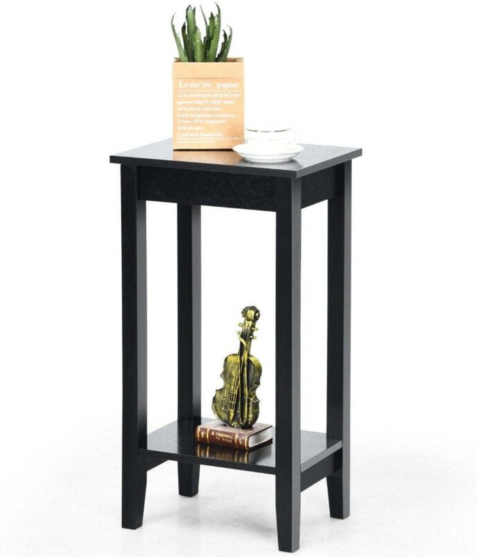 Northix - Vielseitiger 2 stockiger hoher beistelltisch rechteckiger couchtisch schwarz