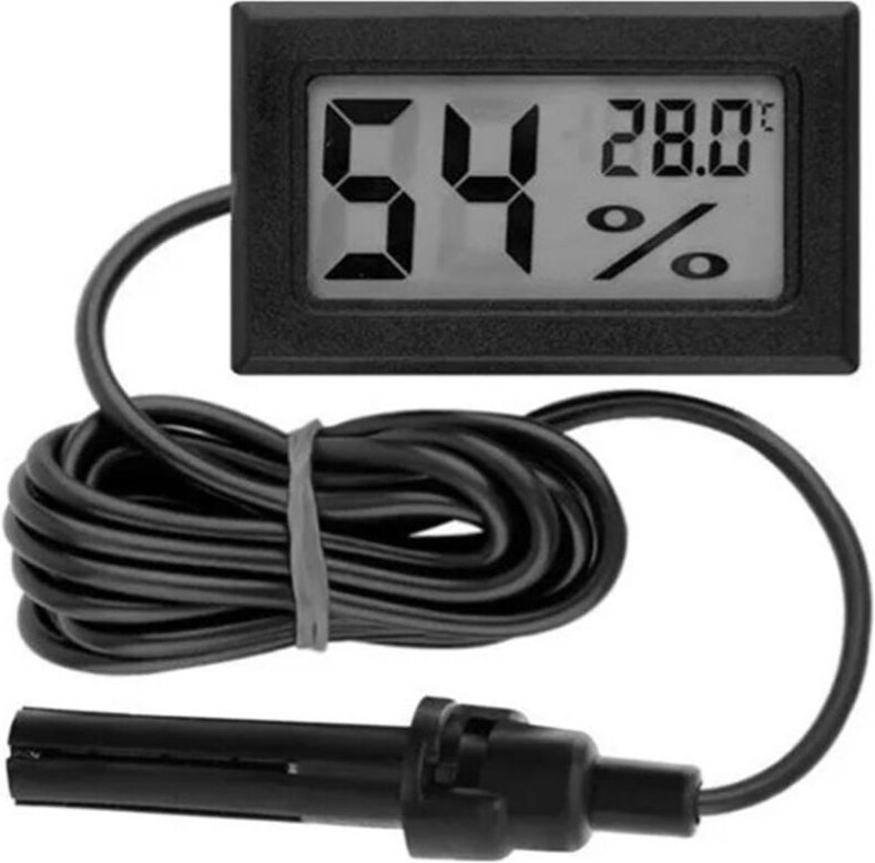 Digitales Thermometer-Hygrometer zur Messung von Temperatur und Luftfeuchtigkeit im Innen- und Außenbereich mit Sonde