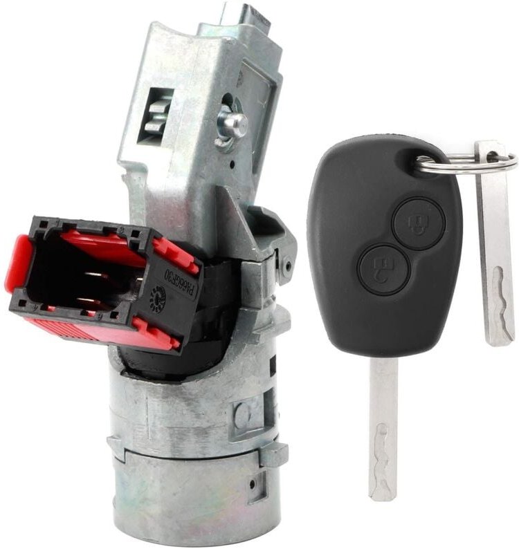 Zündschloss mit Schlüssel, Zündschloss, Anlasserschalter mit Schlüssel, 7701208408, Passend für Trafic Master Kangoo - E...